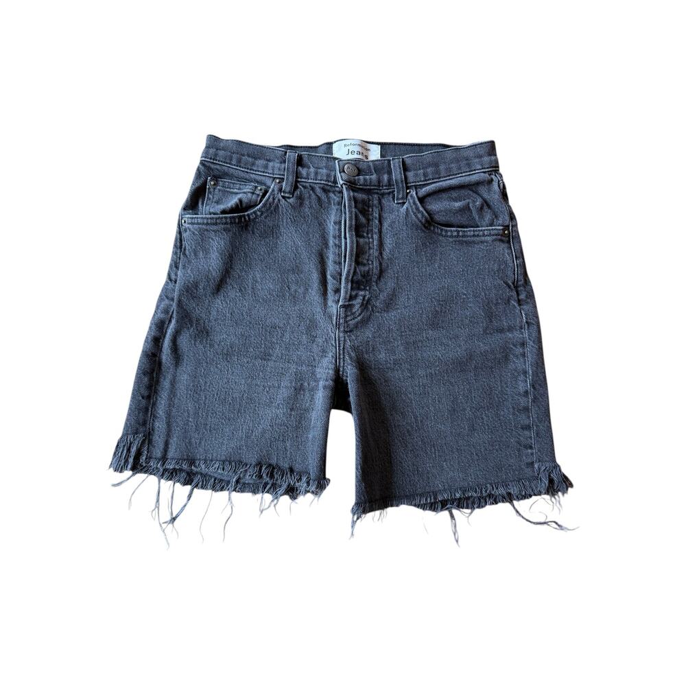 Reformation Serena High Rise Denim Cutoff Shorts Faded Black Size 28